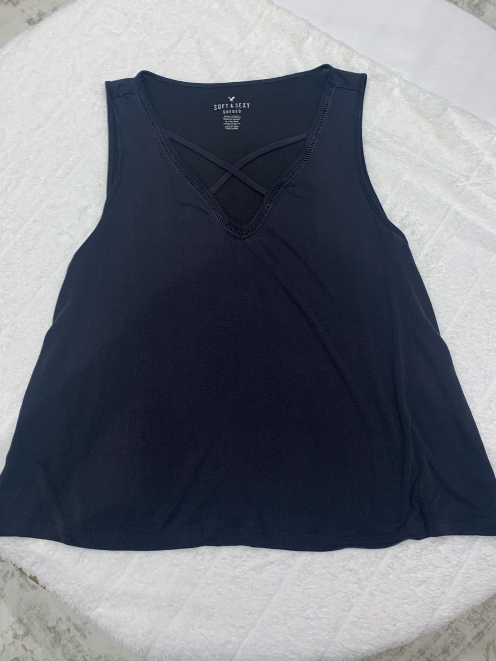 American Eagle Outfitters Black Crisscross V-Neck Tank